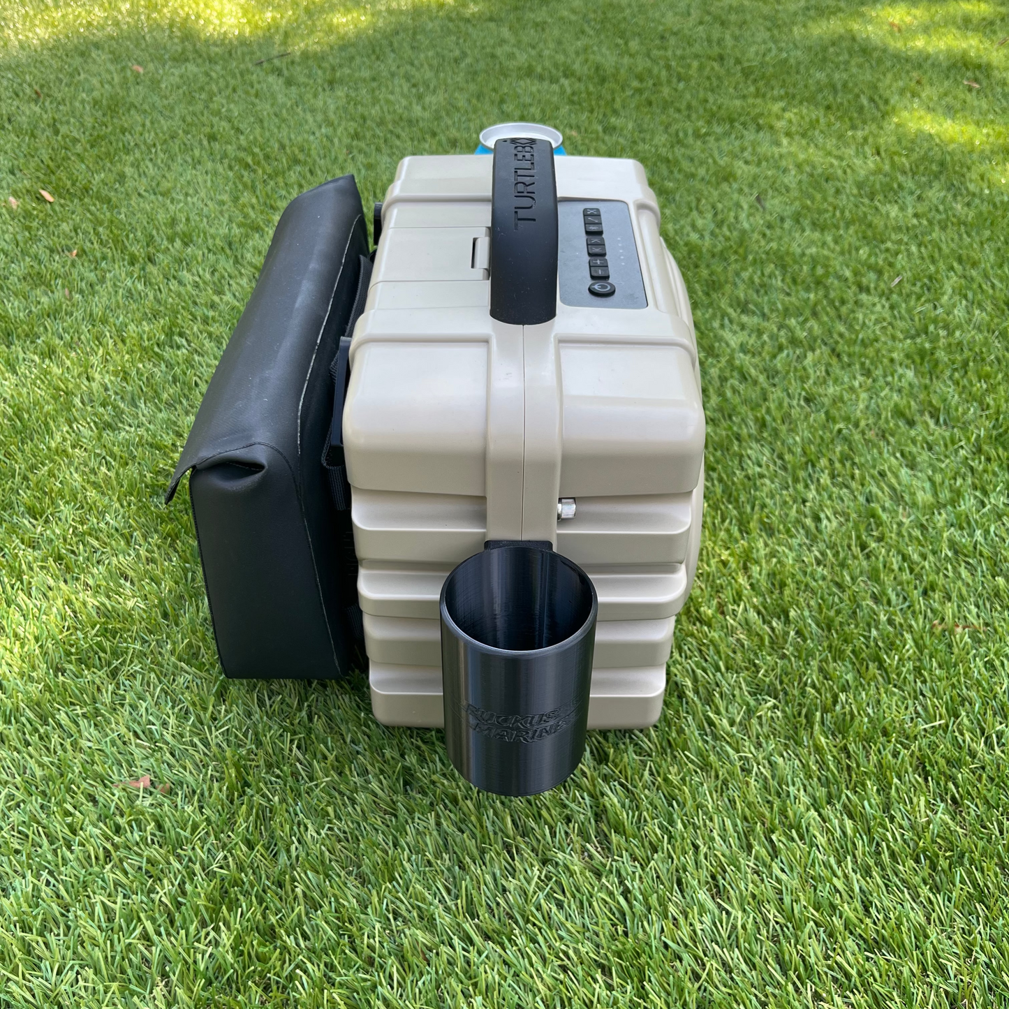 Slim Can attachment for Turtlebox Gen 3 speaker shown in black without a can