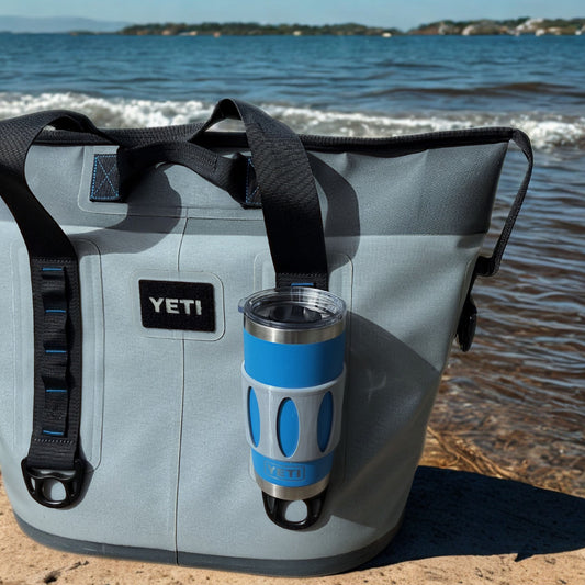 Yeti Cup Holder Attachment from Ruckus Marine on a seawall 