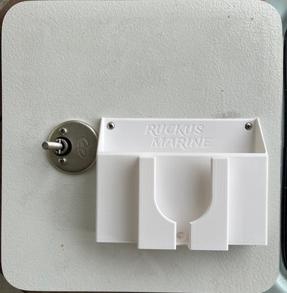 Ruckus Marine Console Caddy for Skiff installed on backside of center console door