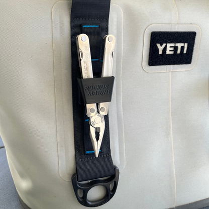 Ruckus Marine Pliers Holder in Black showing pliers installed