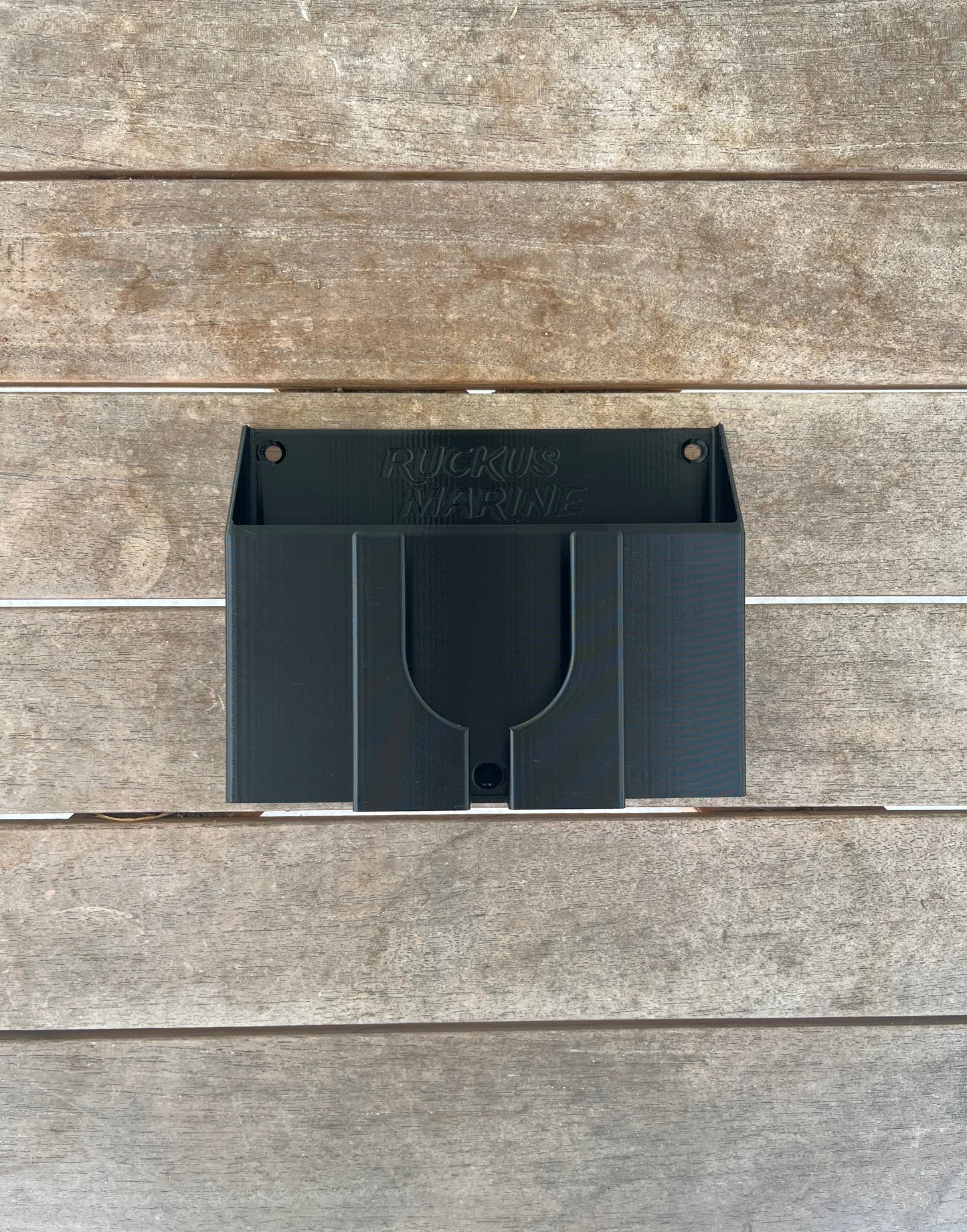 Ruckus Marine Console Caddy in Black. Storage for wallet, keys, and other small items on skiff.