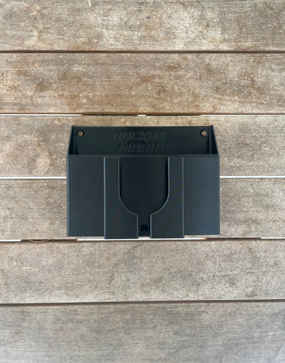 Ruckus Marine Console Caddy in Black. Storage for wallet, keys, and other small items on skiff.