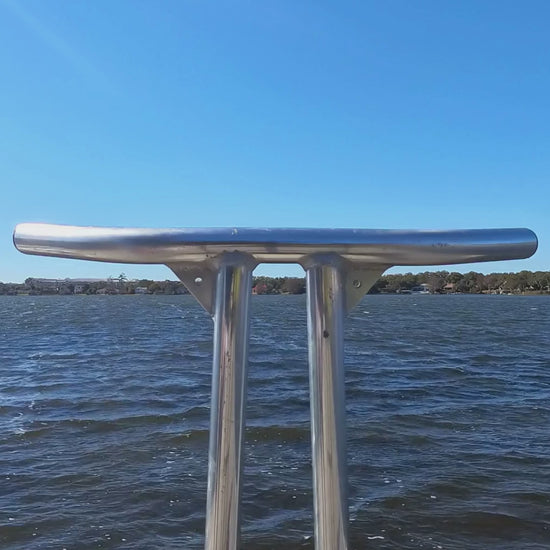 Sissy Bar Cup Holder by Ruckus Marine being installed on anodized aluminum